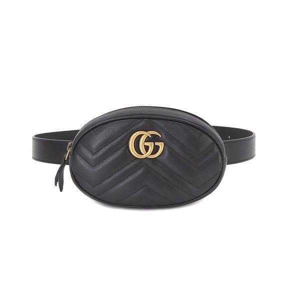 Gucci GUCCI GG Marmont Belt Bag Waist Pouch Leather Black 476434 - Picture 1 of 10